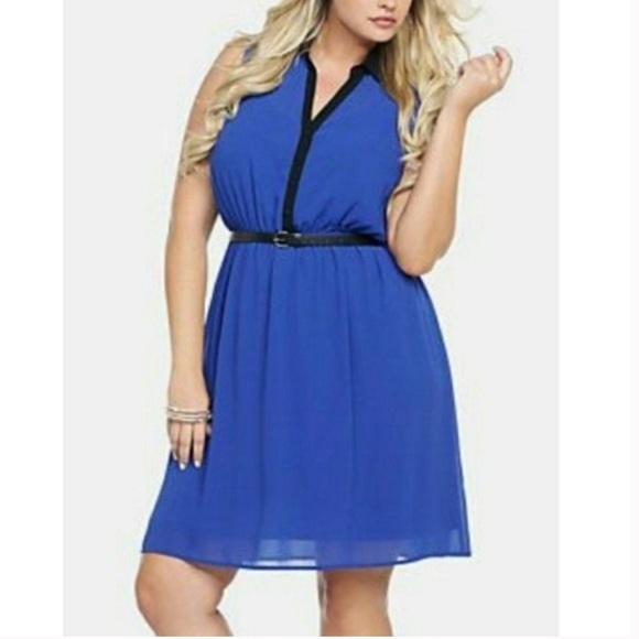 torrid Dresses & Skirts - Torrid Blue & Black Belted Shirt Dress